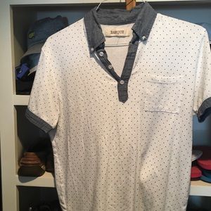 Barque slim fit polka dot polo with chambray color